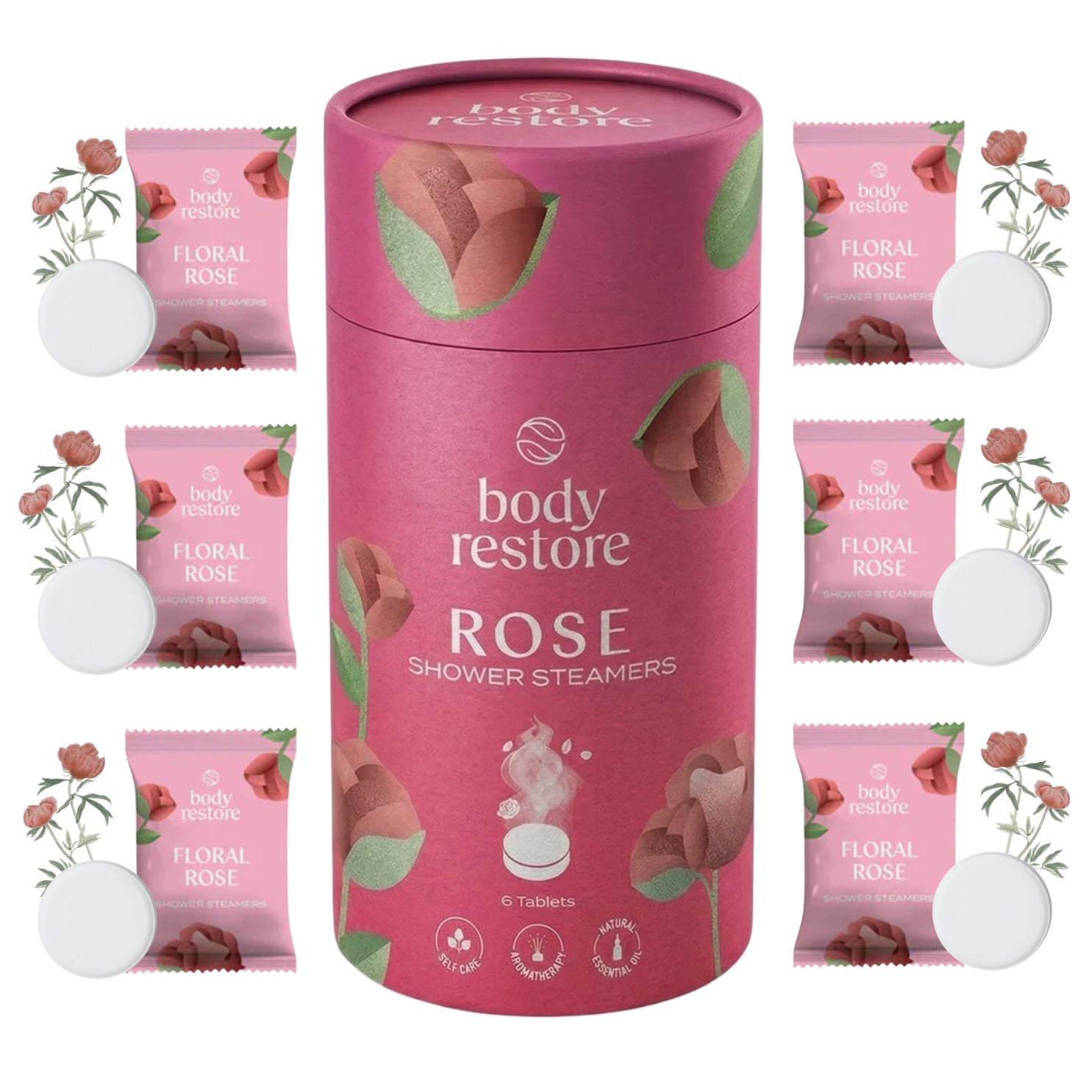 Pastilles de douche parfum rose florale - Coffret cadeau 6 pièces
