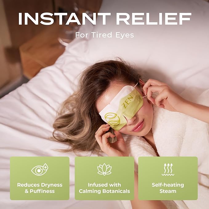 Masques pour les yeux à la vapeur de thé vert - Lot de 5