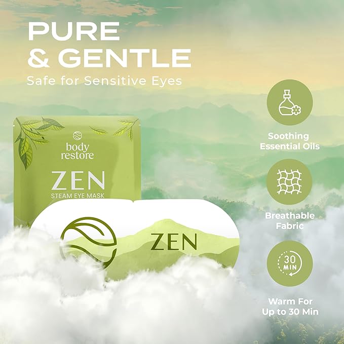 Masques pour les yeux à la vapeur de thé vert - Lot de 5